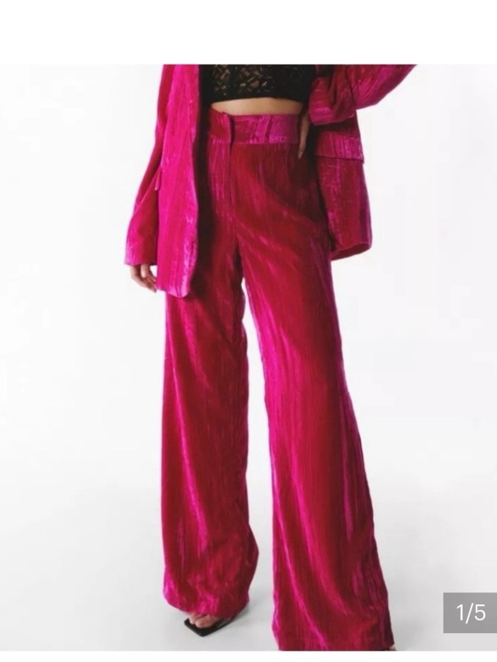 Nasty Gal Wide-Leg Velvet Pants in Bright Fuchsia